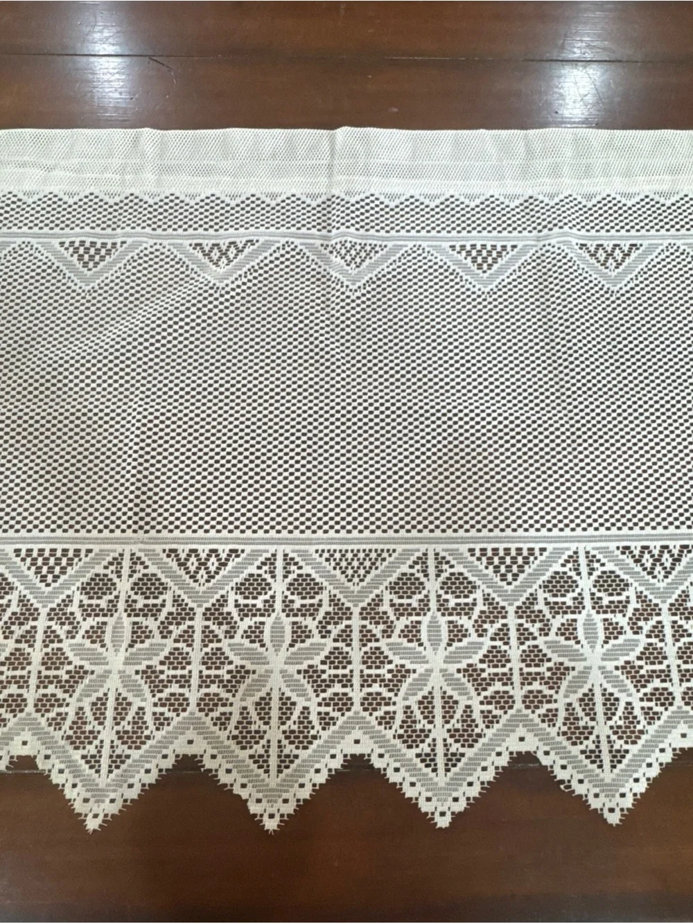 Vintage Lace Curtain Panel Fabric Lot 2 Panels 60x58, Valance 30x25 Craft Sewing